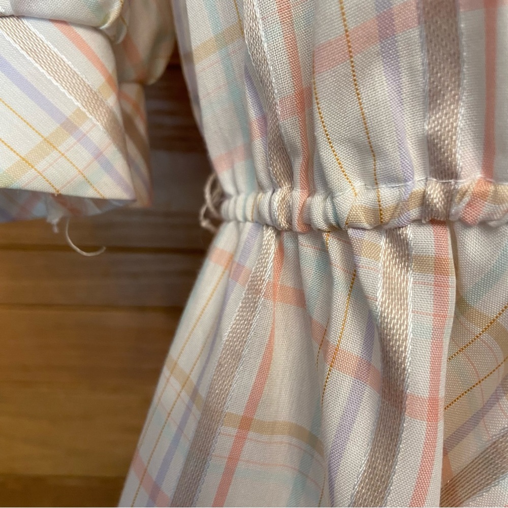 Vintage 1980s pink plaid puff sleeve dress - Picture 4 of 6